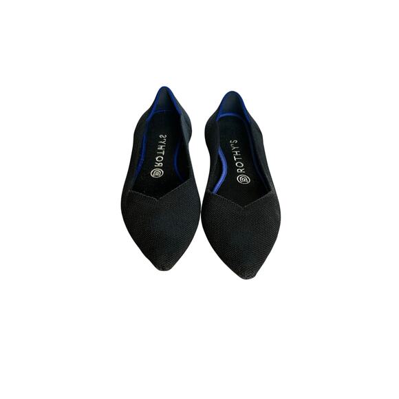 Rothy's | Size 8.5 The Point Flats Black with Blue Trim Slip-On - Picture 3 of 8